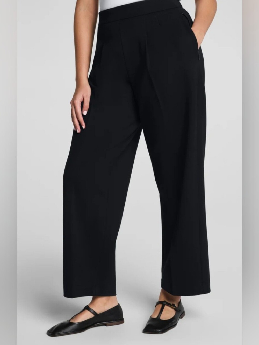 NWT Spanx Ponte Pleated Tapered Dress Pants Black XL Petite!